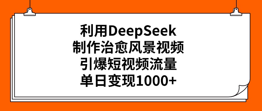 利用DeepSeek制作治愈风景视频，引爆短视频流量，单日变现1000+网创吧-网创项目资源站-副业项目-创业项目-搞钱项目创业吧