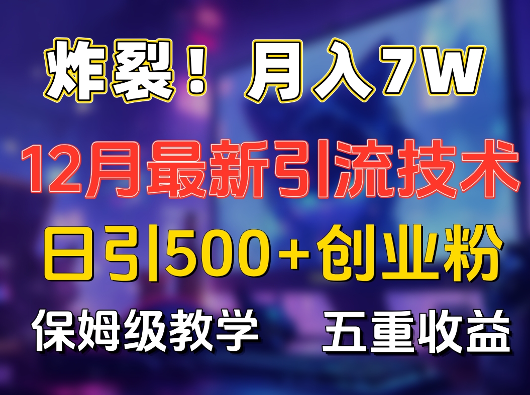 炸裂！月入7W+揭秘12月最新日引流500+精准创业粉，多重收益保姆级教学网创吧-网创项目资源站-副业项目-创业项目-搞钱项目创业吧