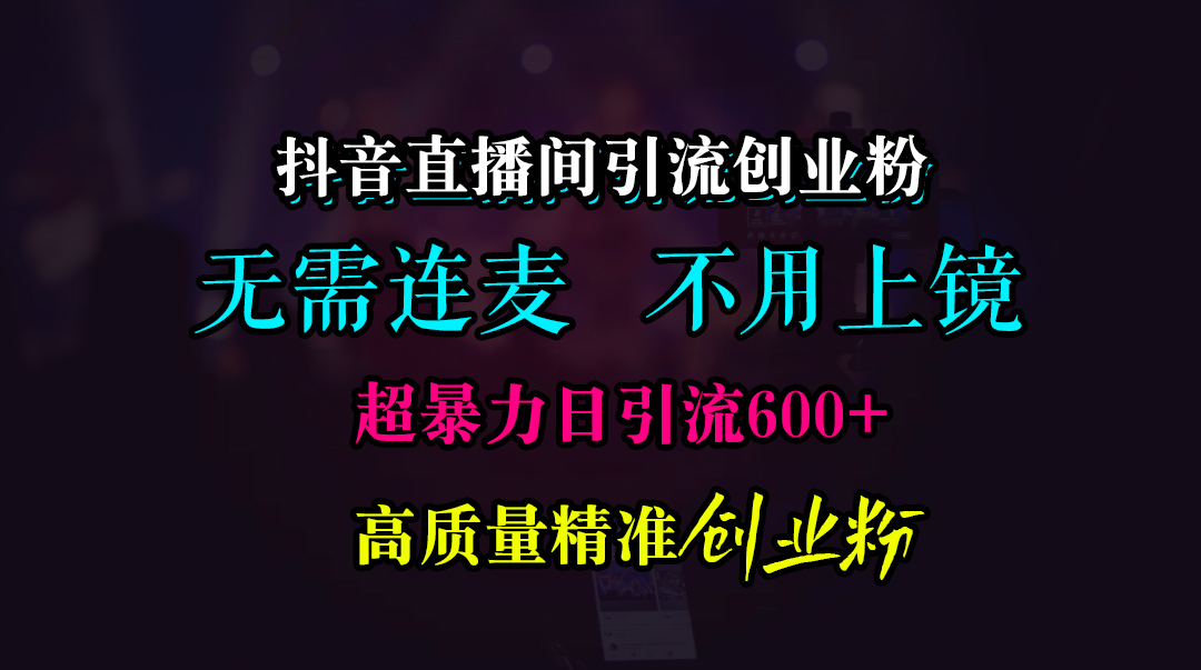 抖音直播间引流创业粉，无需连麦、无需上镜，超暴力日引流600+高质量精准创业粉网创吧-网创项目资源站-副业项目-创业项目-搞钱项目创业吧