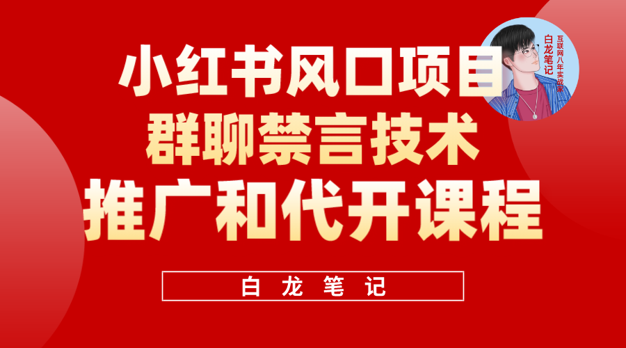 小红书风口项目日入300+，小红书群聊禁言技术代开项目，适合新手操作网创吧-网创项目资源站-副业项目-创业项目-搞钱项目创业吧