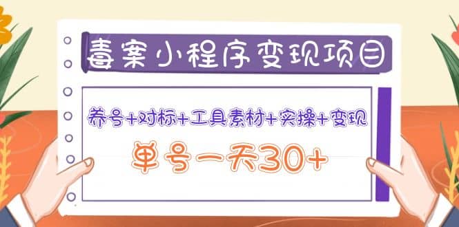 毒案小程序变现项目：养号+对标+工具素材+实操+变现网创吧-网创项目资源站-副业项目-创业项目-搞钱项目创业吧