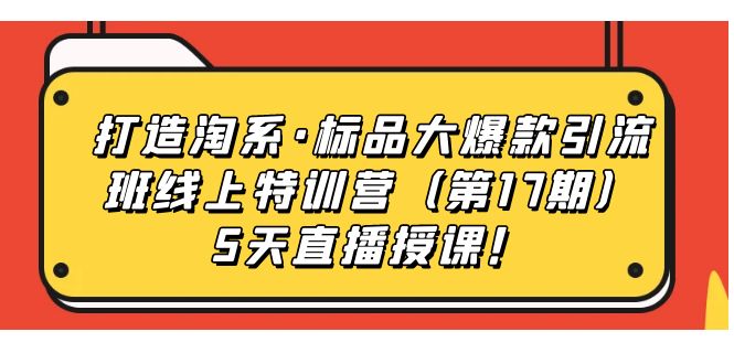 打造淘系·标品大爆款引流班线上特训营5天直播授课！网创吧-网创项目资源站-副业项目-创业项目-搞钱项目创业吧