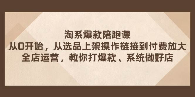 淘系爆款陪跑课 从选品上架操作链接到付费放大 全店运营 打爆款 系统做好店网创吧-网创项目资源站-副业项目-创业项目-搞钱项目创业吧