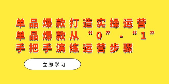 单品爆款打造实操运营，单品爆款从“0”-“1”手把手演练运营步骤网创吧-网创项目资源站-副业项目-创业项目-搞钱项目创业吧