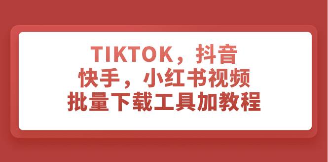 TIKTOK，抖音，快手，小红书视频批量下载工具加教程网创吧-网创项目资源站-副业项目-创业项目-搞钱项目创业吧