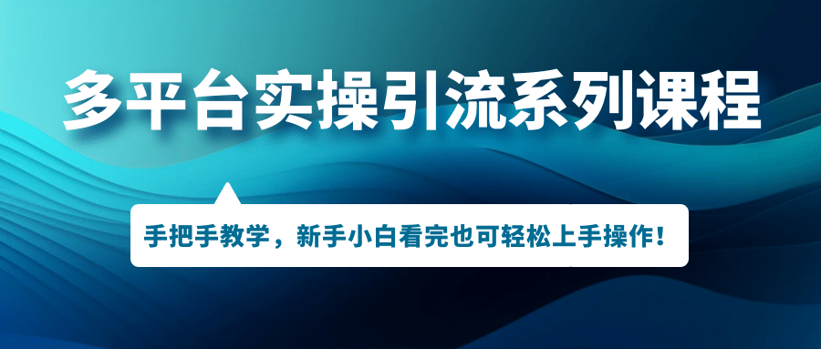 多平台实操引流系列课程，手把手教学，新手小白看完也可轻松上手引流操作网创吧-网创项目资源站-副业项目-创业项目-搞钱项目创业吧