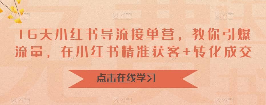 16天-小红书 导流接单营，教你引爆流量，在小红书精准获客+转化成交网创吧-网创项目资源站-副业项目-创业项目-搞钱项目创业吧