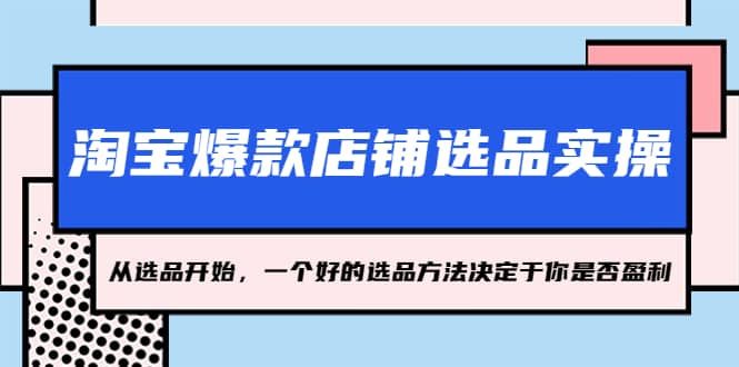 淘宝爆款店铺选品实操，2023从选品开始，一个好的选品方法决定于你是否盈利网创吧-网创项目资源站-副业项目-创业项目-搞钱项目创业吧