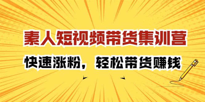 素人短视频带货集训营：快速涨粉，轻松带货赚钱网创吧-网创项目资源站-副业项目-创业项目-搞钱项目创业吧