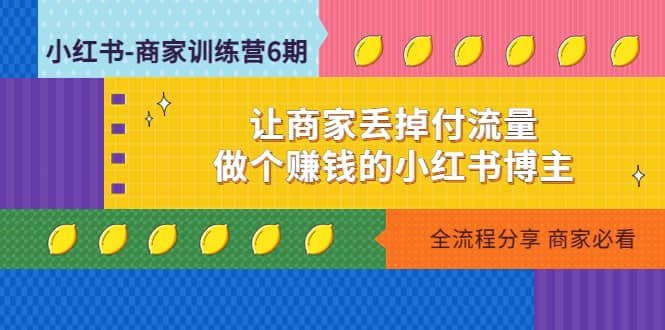 小红书-商家训练营12期：让商家丢掉付流量网创吧-网创项目资源站-副业项目-创业项目-搞钱项目创业吧