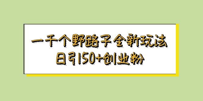 一千个野路子全新玩法 日引50+创业粉网创吧-网创项目资源站-副业项目-创业项目-搞钱项目创业吧