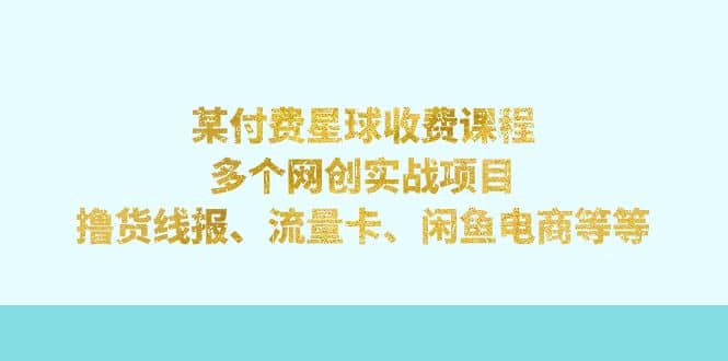 某付费星球课程：多个网创实战项目，撸货线报、流量卡、闲鱼电商等等网创吧-网创项目资源站-副业项目-创业项目-搞钱项目创业吧