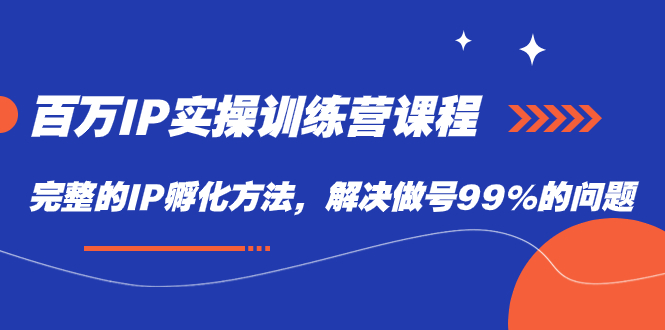 百万IP实战训练营课程，完整的IP孵化方法，解决做号99%的问题网创吧-网创项目资源站-副业项目-创业项目-搞钱项目创业吧