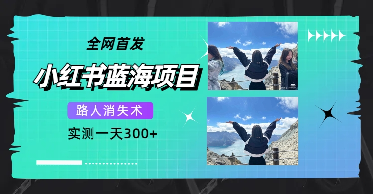 全网首发，小红书蓝海项目，路人消失术，实测一天300+（教程+工具）网创吧-网创项目资源站-副业项目-创业项目-搞钱项目创业吧