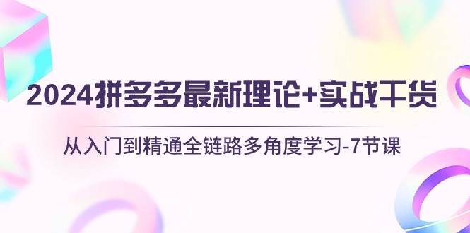 2024拼多多 最新理论+实战干货，从入门到精通全链路多角度学习-7节课网创吧-网创项目资源站-副业项目-创业项目-搞钱项目创业吧