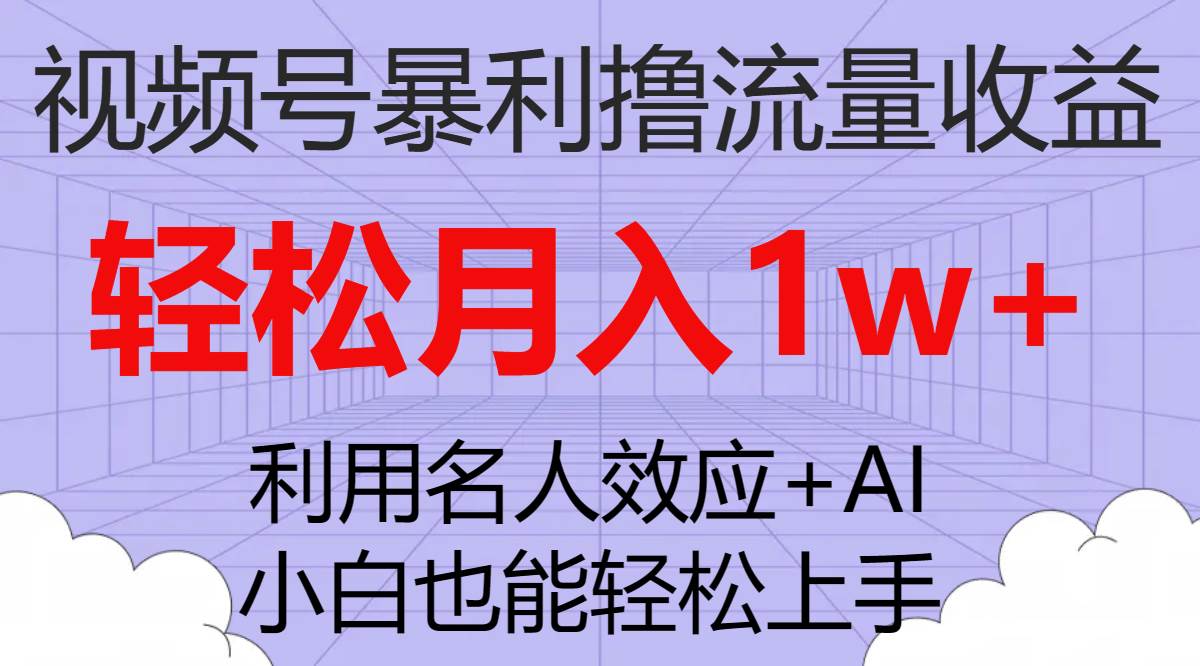 视频号暴利撸流量收益，小白也能轻松上手，轻松月入1w+网创吧-网创项目资源站-副业项目-创业项目-搞钱项目创业吧