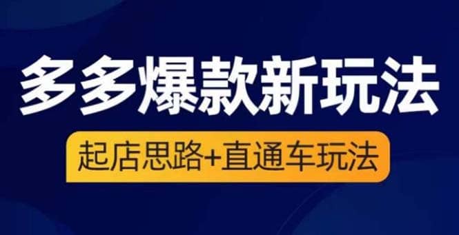 2023拼多多爆款·新玩法：起店思路+直通车玩法（3节精华课）网创吧-网创项目资源站-副业项目-创业项目-搞钱项目创业吧