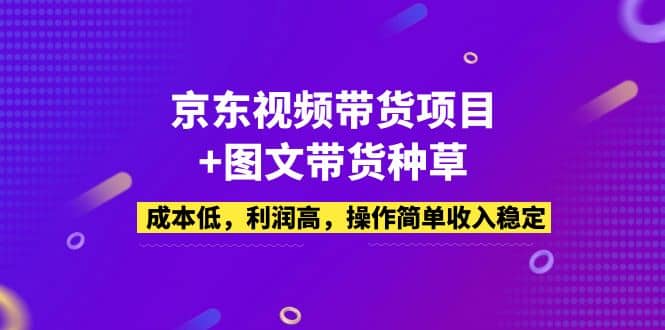 京东视频带货项目+图文带货种草，成本低，利润高，操作简单收入稳定网创吧-网创项目资源站-副业项目-创业项目-搞钱项目创业吧