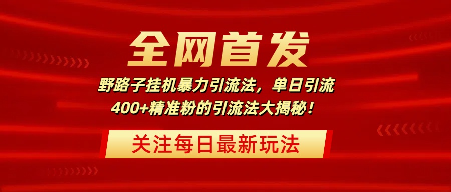 全网首发，野路子挂机暴力引流法，单日引流400+精准粉的引流法大揭秘！网创吧-网创项目资源站-副业项目-创业项目-搞钱项目创业吧