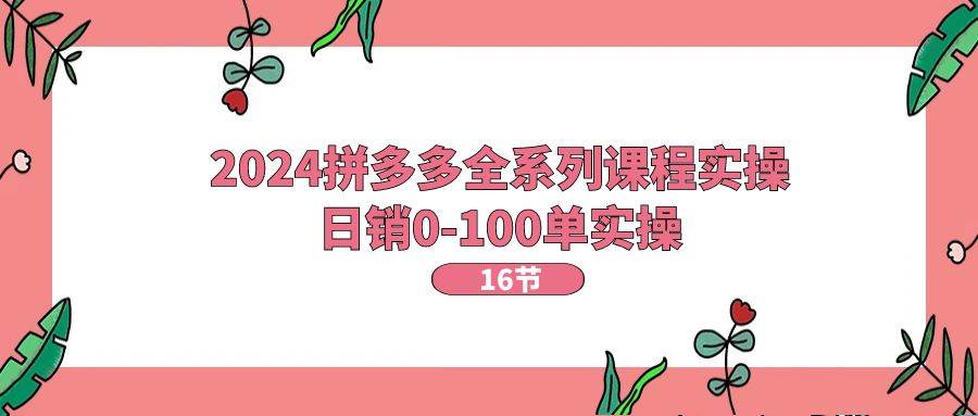 2024拼多多全系列课程实操，日销0-100单实操【16节课】网创吧-网创项目资源站-副业项目-创业项目-搞钱项目创业吧