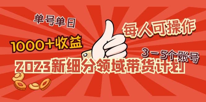 2023新细分领域带货计划：单号单日1000+收益不难，每人可操作3-5个账号网创吧-网创项目资源站-副业项目-创业项目-搞钱项目创业吧