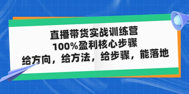 直播带货实战训练营：100%盈利核心步骤，给方向，给方法，给步骤，能落地网创吧-网创项目资源站-副业项目-创业项目-搞钱项目创业吧