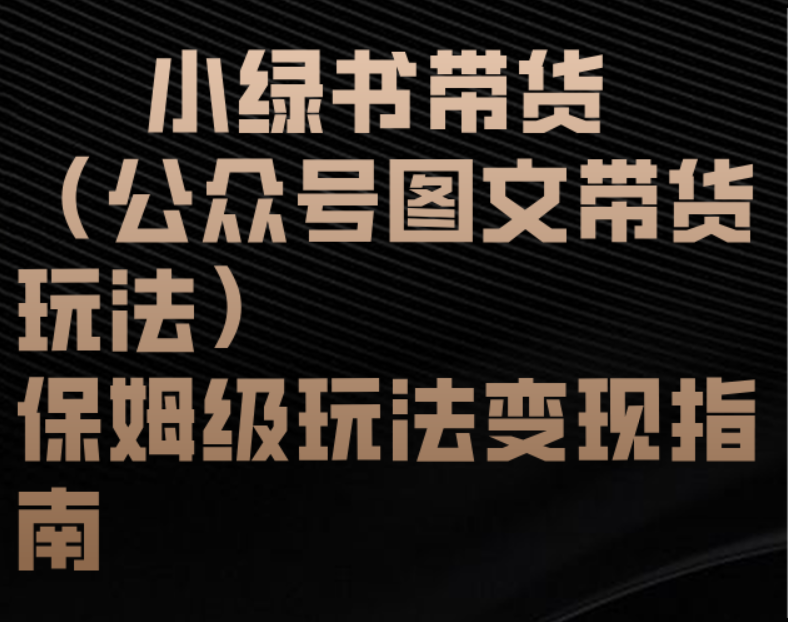 小绿书带货（公众号图文带货玩法）保姆级玩法变现指南网创吧-网创项目资源站-副业项目-创业项目-搞钱项目创业吧