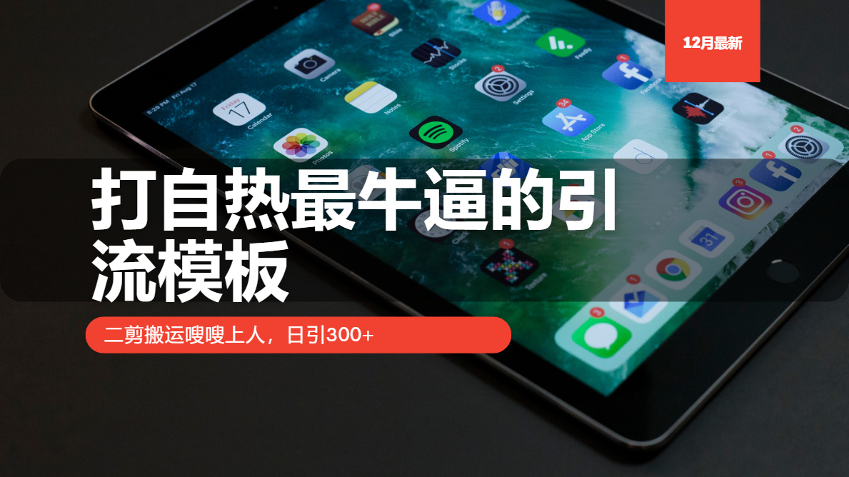 打自热最牛逼的引流模板，日引300+，二剪搬运嗖嗖上人网创吧-网创项目资源站-副业项目-创业项目-搞钱项目创业吧