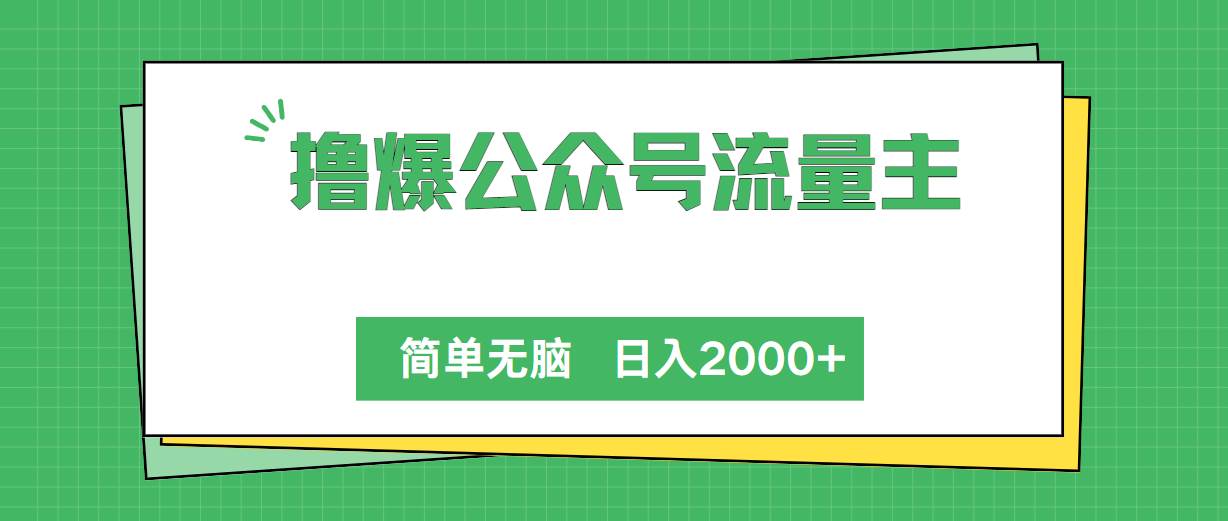 撸爆公众号流量主，简单无脑，单日变现2000+网创吧-网创项目资源站-副业项目-创业项目-搞钱项目创业吧