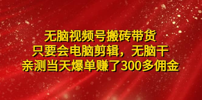 无脑视频号搬砖带货，只要会电脑剪辑，无脑干网创吧-网创项目资源站-副业项目-创业项目-搞钱项目创业吧