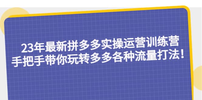 23年最新拼多多实操运营训练营：手把手带你玩转多多各种流量打法！网创吧-网创项目资源站-副业项目-创业项目-搞钱项目创业吧