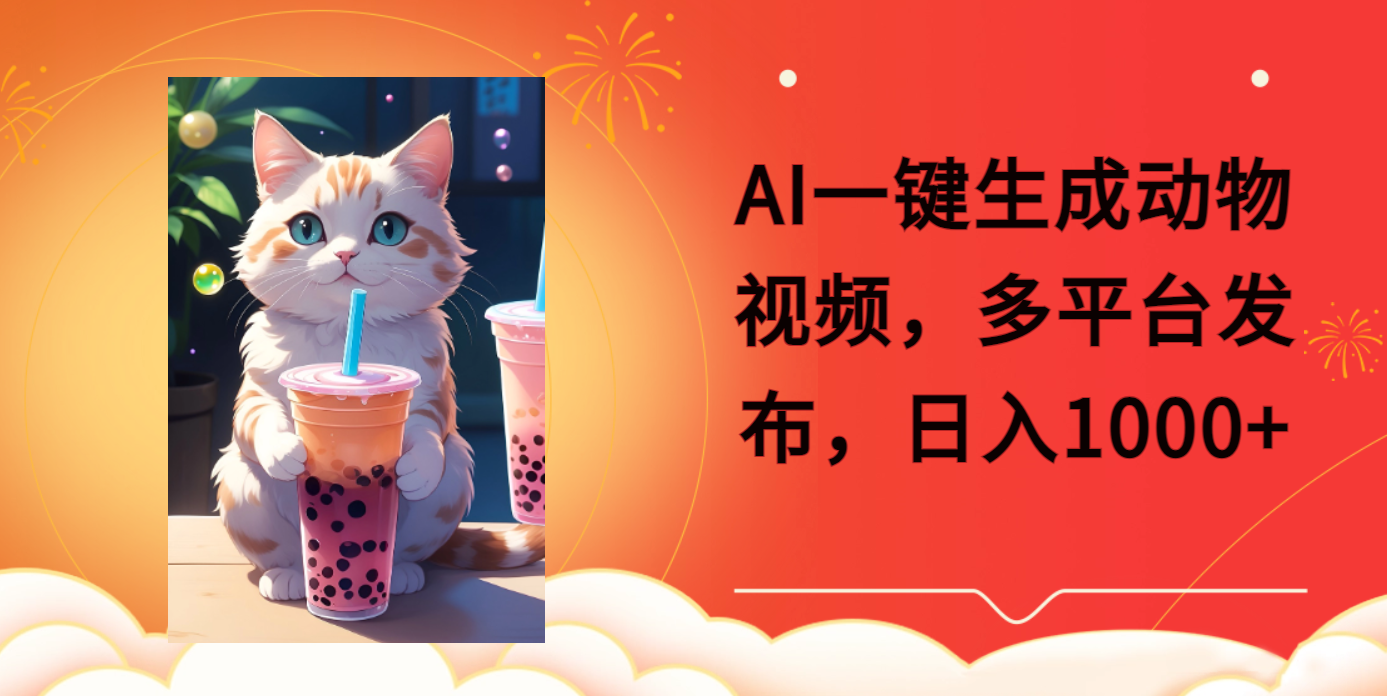 AI一键生成动物搞笑视频，多平台发布，轻松破千万播放，日入2000+网创吧-网创项目资源站-副业项目-创业项目-搞钱项目创业吧