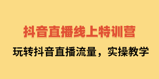 抖音直播线上特训营：玩转抖音直播流量，实操教学网创吧-网创项目资源站-副业项目-创业项目-搞钱项目创业吧