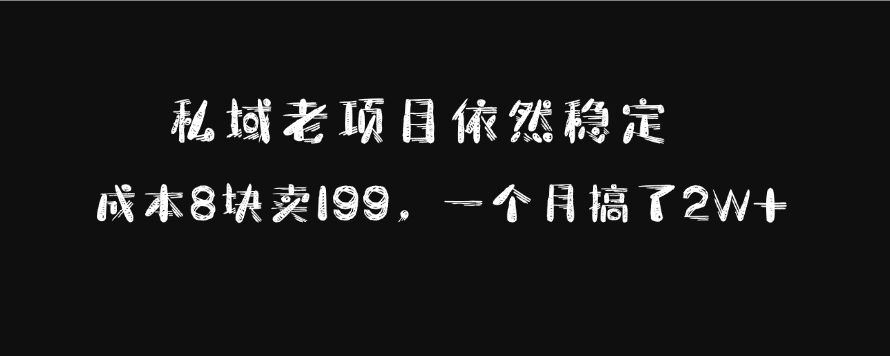 私域老项目依然稳定，成本8块卖199，一个月搞了2W+网创吧-网创项目资源站-副业项目-创业项目-搞钱项目创业吧