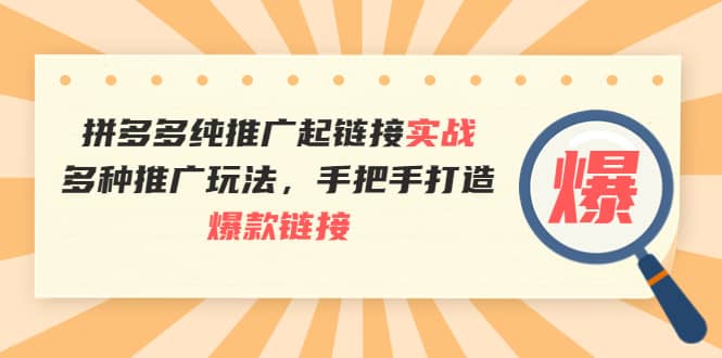拼多多纯推广起链接实战：多种推广玩法，手把手打造爆款链接网创吧-网创项目资源站-副业项目-创业项目-搞钱项目创业吧