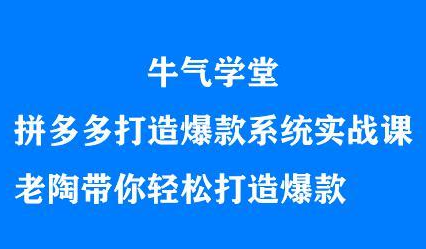 牛气学堂拼多多打造爆款系统实战课，老陶带你轻松打造爆款网创吧-网创项目资源站-副业项目-创业项目-搞钱项目创业吧