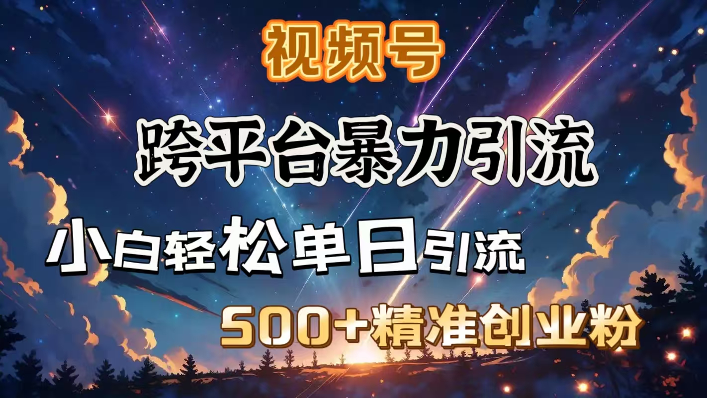 视频号跨平台暴力引流，小白轻松单日引流500＋精准创业粉网创吧-网创项目资源站-副业项目-创业项目-搞钱项目创业吧