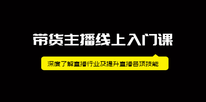 带货主播线上入门课，深度了解直播行业及提升直播各项技能网创吧-网创项目资源站-副业项目-创业项目-搞钱项目创业吧