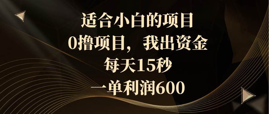 适合小白的项目，0撸项目，我出资金，每天15秒，一单利润600网创吧-网创项目资源站-副业项目-创业项目-搞钱项目创业吧