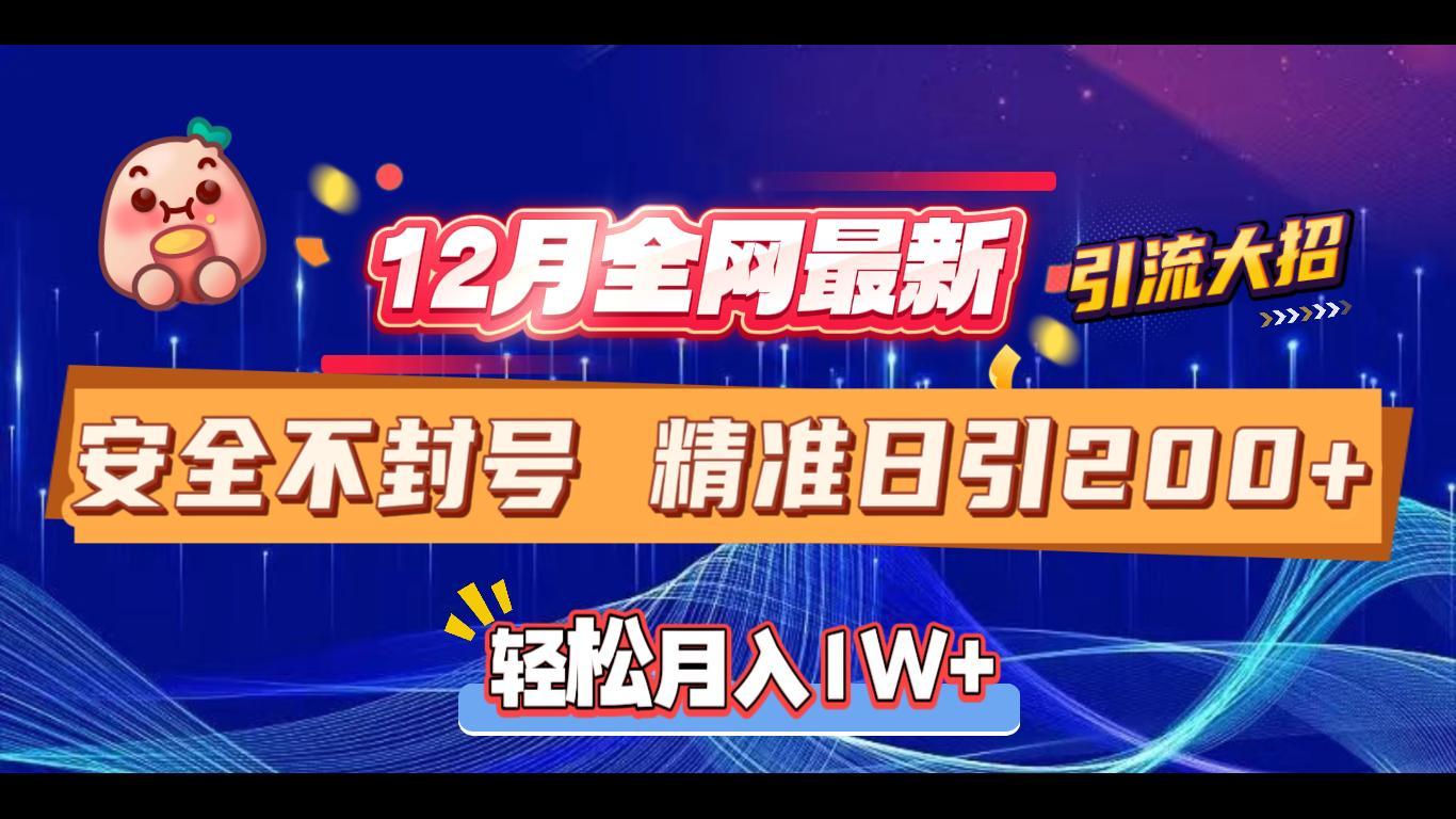 12月全网最新引流大招 安全不封号 日引精准粉200+网创吧-网创项目资源站-副业项目-创业项目-搞钱项目创业吧