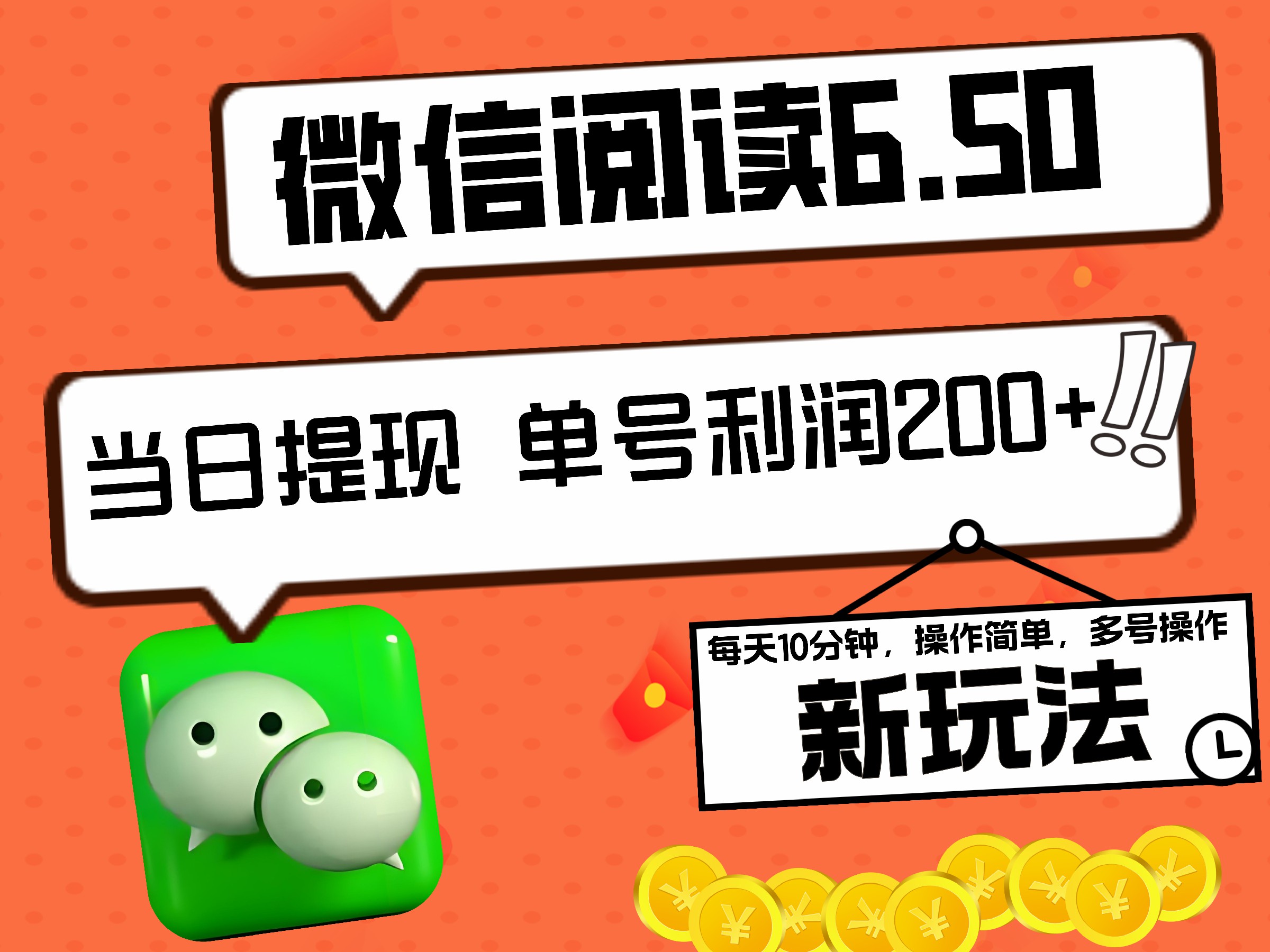 2024最新微信阅读6.50新玩法，5-10分钟 日利润200+，0成本当日提现，可矩阵多号操作网创吧-网创项目资源站-副业项目-创业项目-搞钱项目创业吧