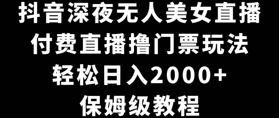 抖音深夜无人美女直播，付费直播撸门票玩法，轻松日入2000+，保姆级教程网创吧-网创项目资源站-副业项目-创业项目-搞钱项目创业吧