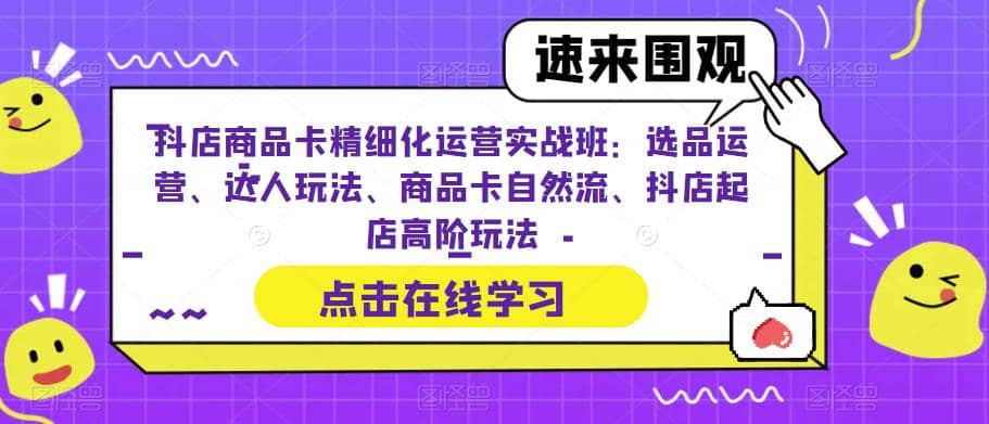 抖店商品卡精细化运营实操班：选品运营、达人玩法、商品卡自然流、抖店起店网创吧-网创项目资源站-副业项目-创业项目-搞钱项目创业吧