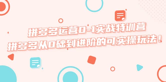拼多多运营0-1实战特训营，拼多多从0础到进阶的可实操玩法网创吧-网创项目资源站-副业项目-创业项目-搞钱项目创业吧
