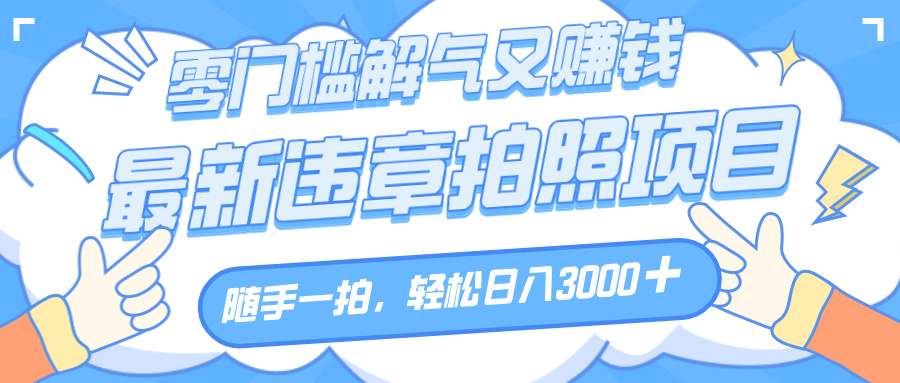 解气又赚钱的项目，随手一拍，轻松收入3000+，最新违章拍照赚钱网创吧-网创项目资源站-副业项目-创业项目-搞钱项目创业吧
