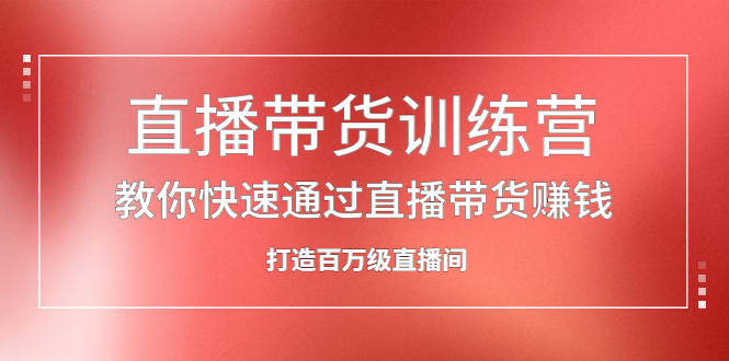 直播带货训练营，教你快速通过直播带货赚钱，打造百万级直播间网创吧-网创项目资源站-副业项目-创业项目-搞钱项目创业吧