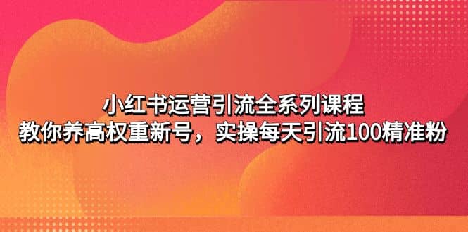小红书运营引流全系列课程：教你养高权重新号网创吧-网创项目资源站-副业项目-创业项目-搞钱项目创业吧