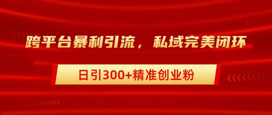 跨平台暴力引流，私域完美闭环，日引300+精准创业粉网创吧-网创项目资源站-副业项目-创业项目-搞钱项目创业吧