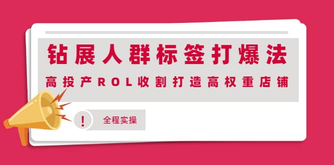 钻展人群标签打爆法，高投产ROL收割打造高权重店铺(全程实操)网创吧-网创项目资源站-副业项目-创业项目-搞钱项目创业吧