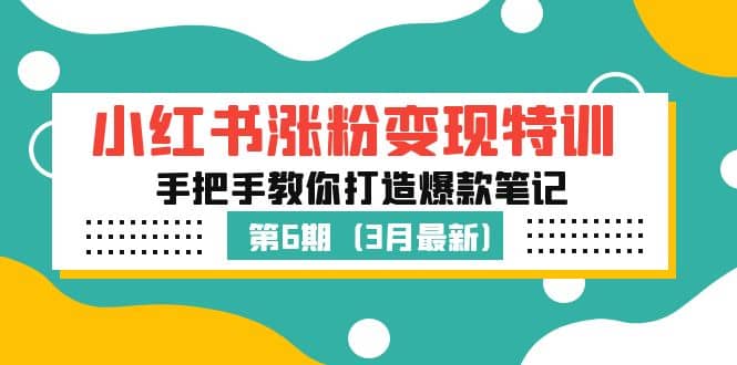 小红书涨粉变现特训·第6期，手把手教你打造爆款笔记（3月新课）网创吧-网创项目资源站-副业项目-创业项目-搞钱项目创业吧